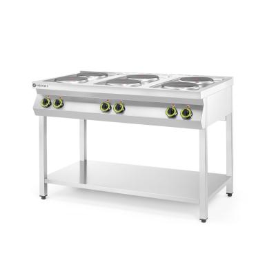 Elektrický vařič Kitchen Line – 6 plotýnek s otevřenou podstavou, HENDI, Kitchen Line, 400V/15600W, 1200x700x(H)900mm | 226230
